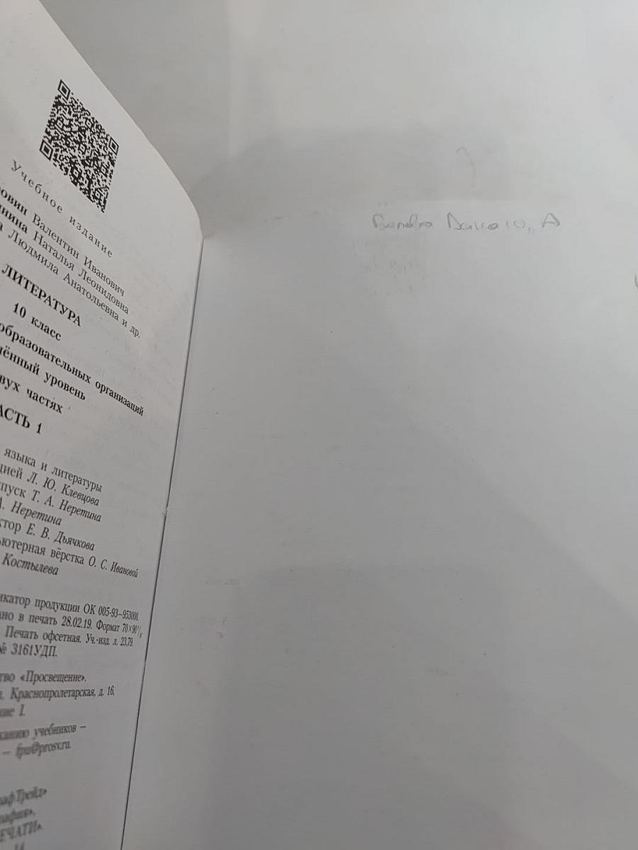 Литература 10 класс Углублённый уровень Часть 1