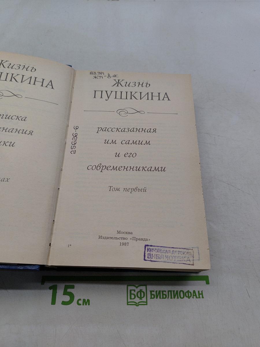 Жизнь Пушкина, рассказанная им самим и его современниками. Том первый