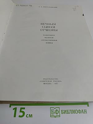 Вечным сынам Отчизны. Памятники Великой Отечественной войны
