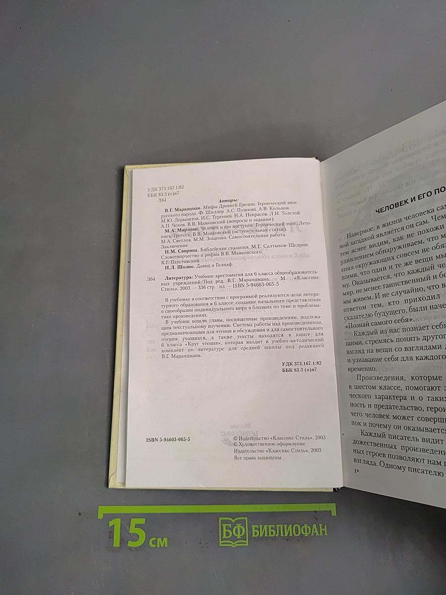 Литература. Учебник-хрестоматия для 6 класса общеобразовательных учреждений