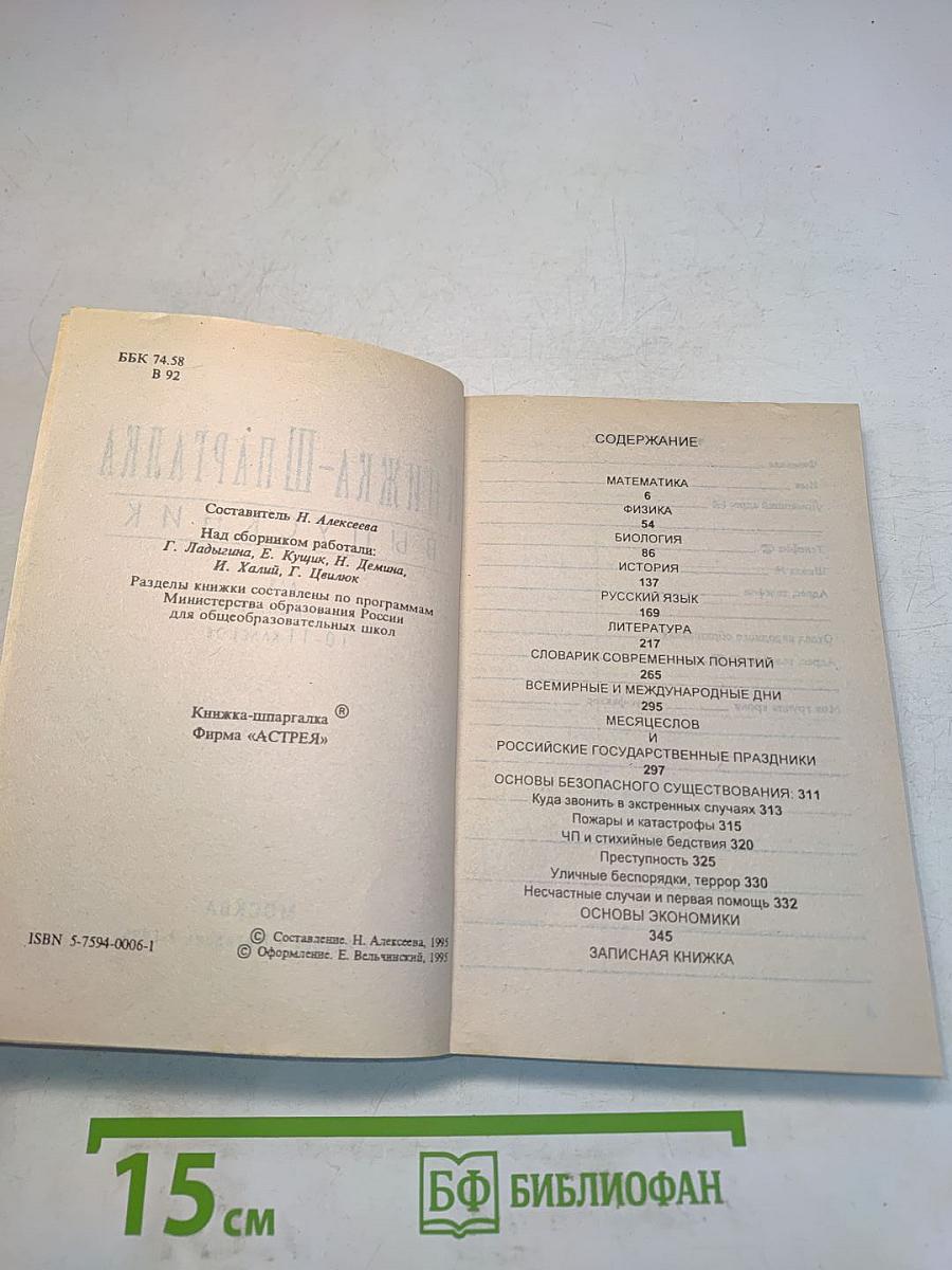 Книжка-шпаргалка Выпускник 10-11 класс