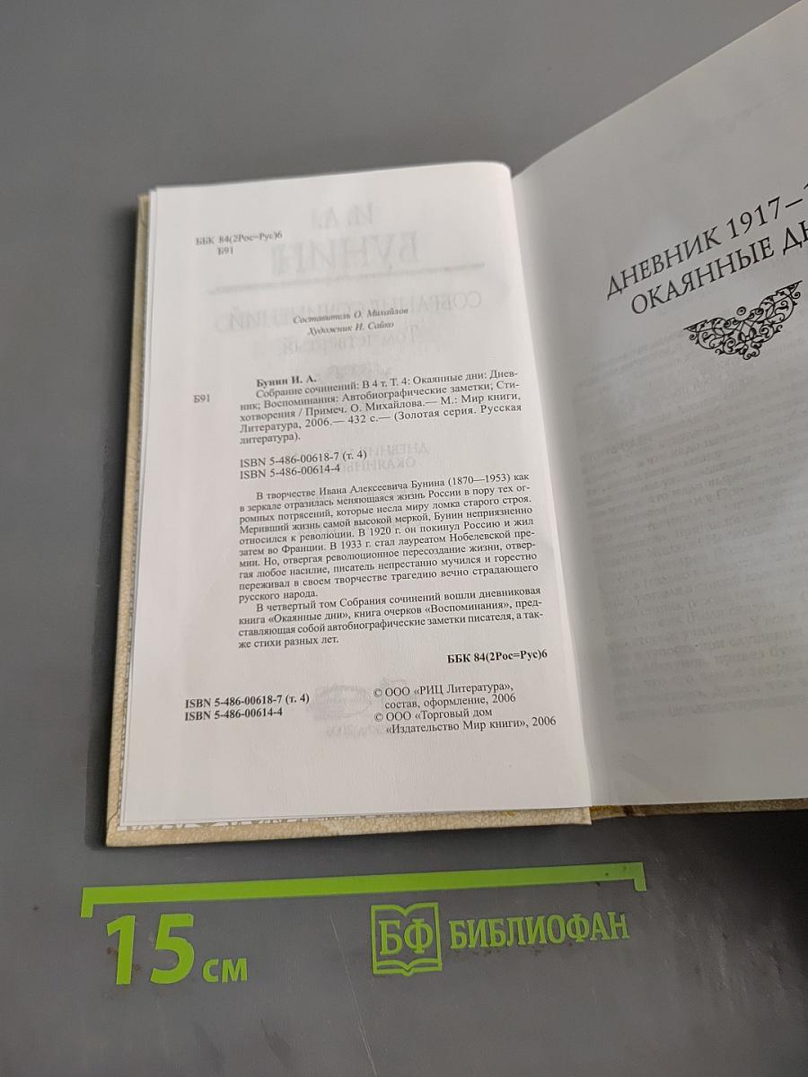Собрание сочинений. В 4 т. Т. 4. Окаянные дни: Дневник 1917–1918 гг. Автобиографические заметки: Стихотворения / Примеч. О. Михайлова, М. Михайловой. — М.: Худож. лит., 2006.