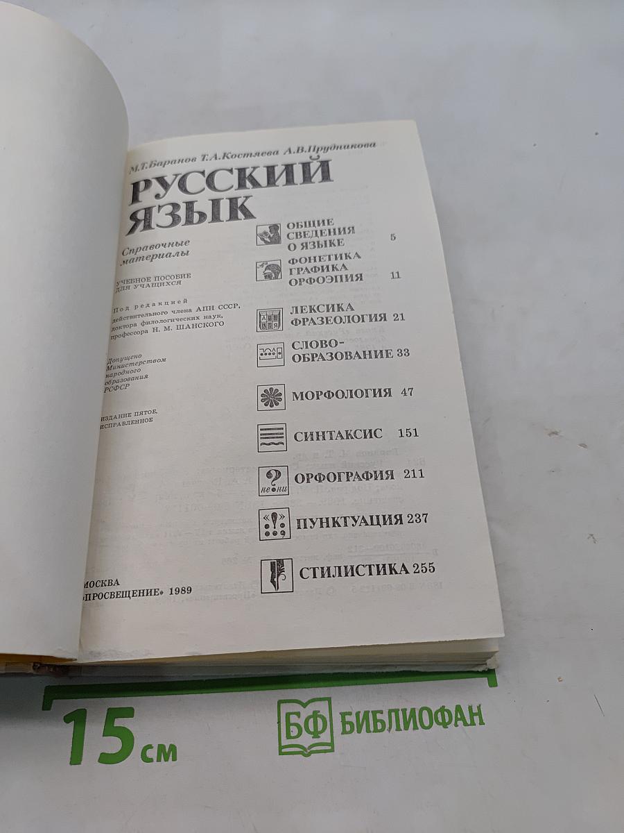 Русский язык. Справочные материалы