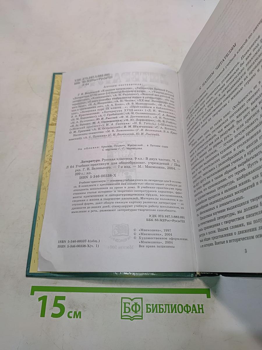 Литература. Русская классика. 9 класс. В двух частях. Часть 1. Учебник-практикум