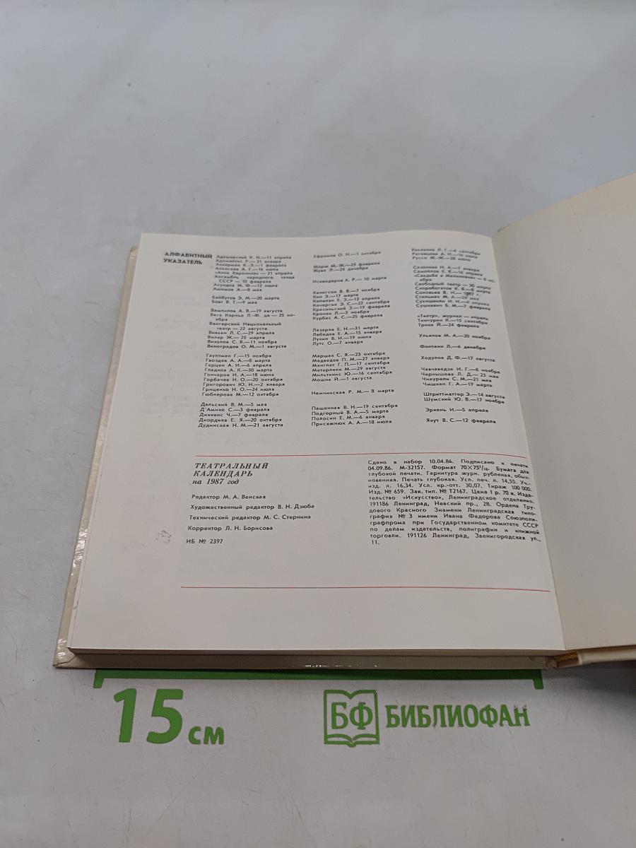 Театральный календарь 1987
