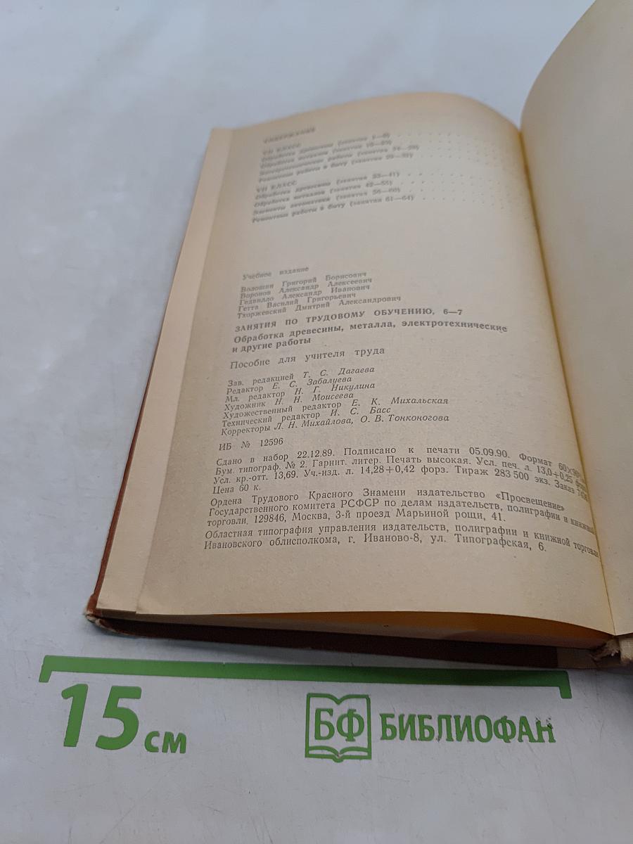 Занятия по трудовому обучению. 6-7. Обработка древесины, металла, электротехнические и другие работы