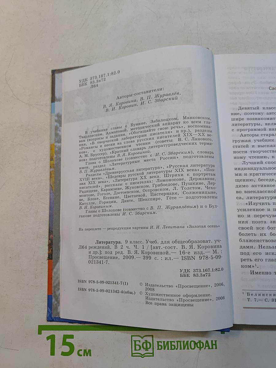 Литература. 9 класс. Часть 1