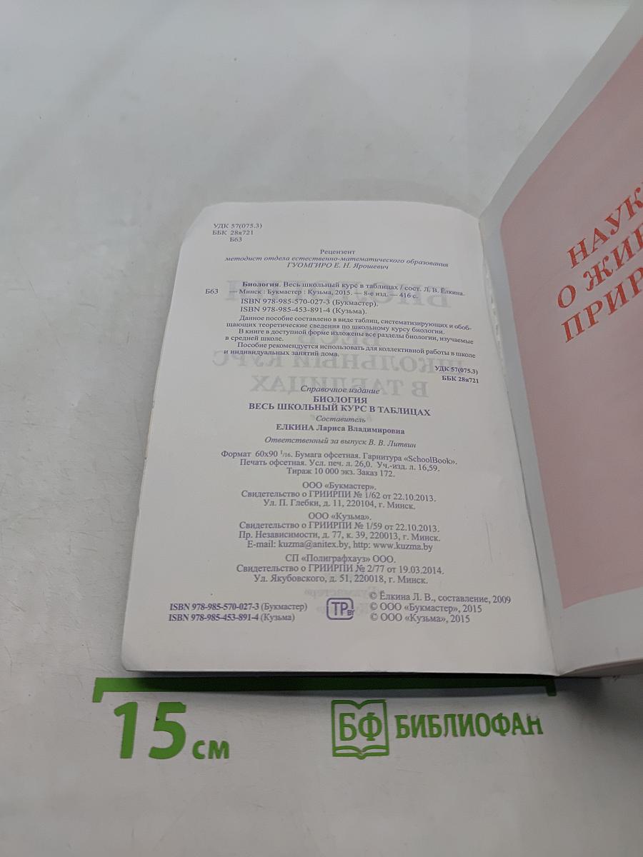 Биология. Весь школьный курс в таблицах