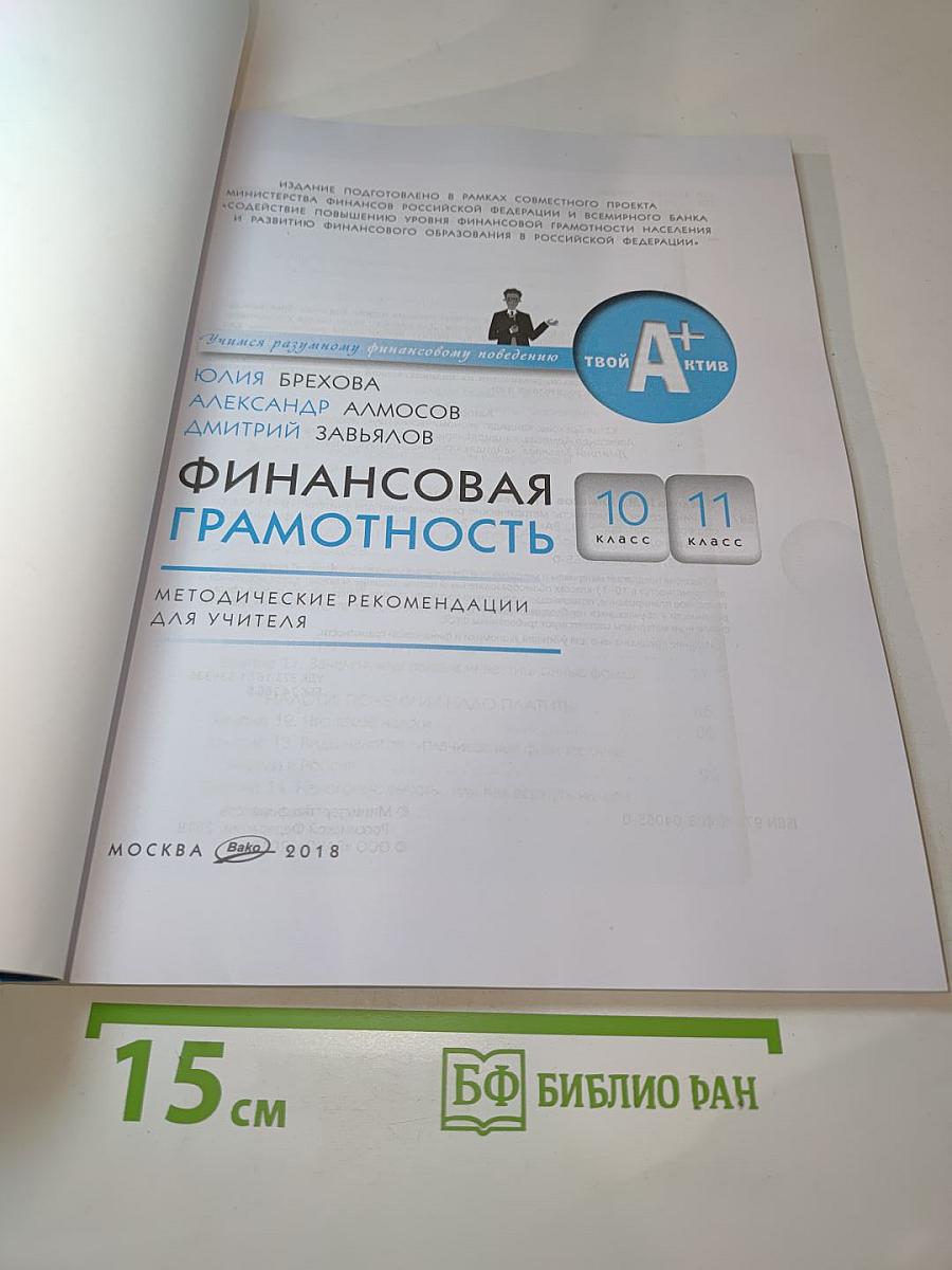 Финансовая грамотность. Методические рекомендации для учителя. 10-11 классы