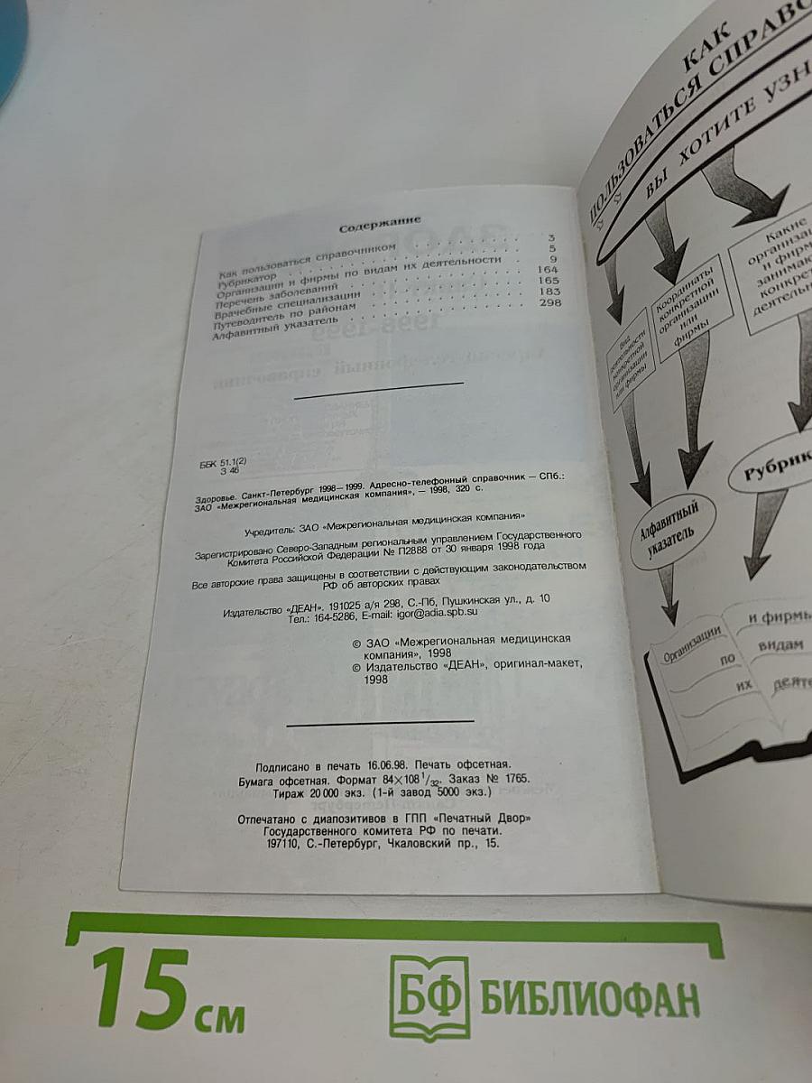 Здоровье. Санкт-Петербург. Адресно-телефонный справочник 1998-1999