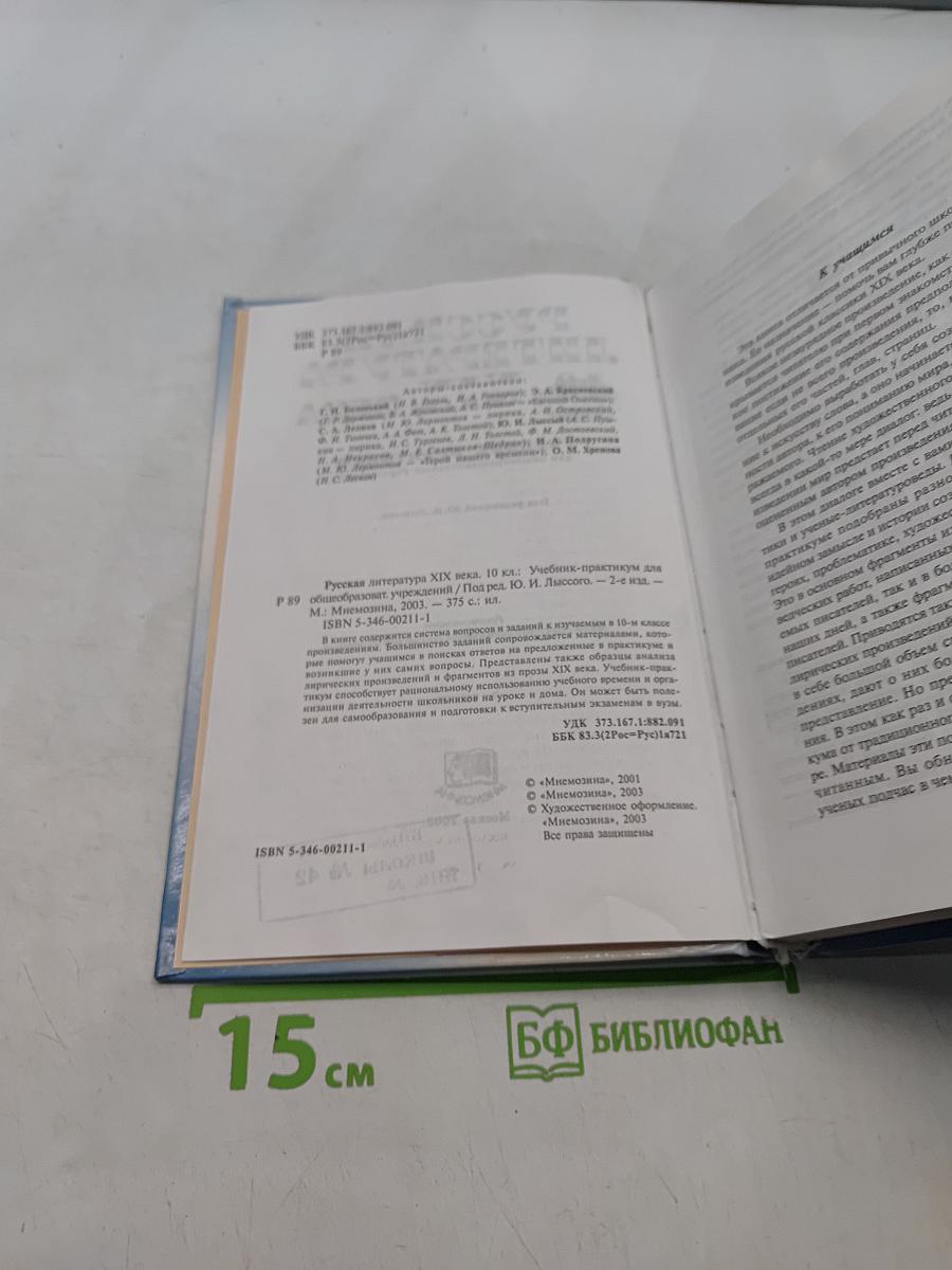 Русская литература XIX века. 10 класс. Учебник-практикум