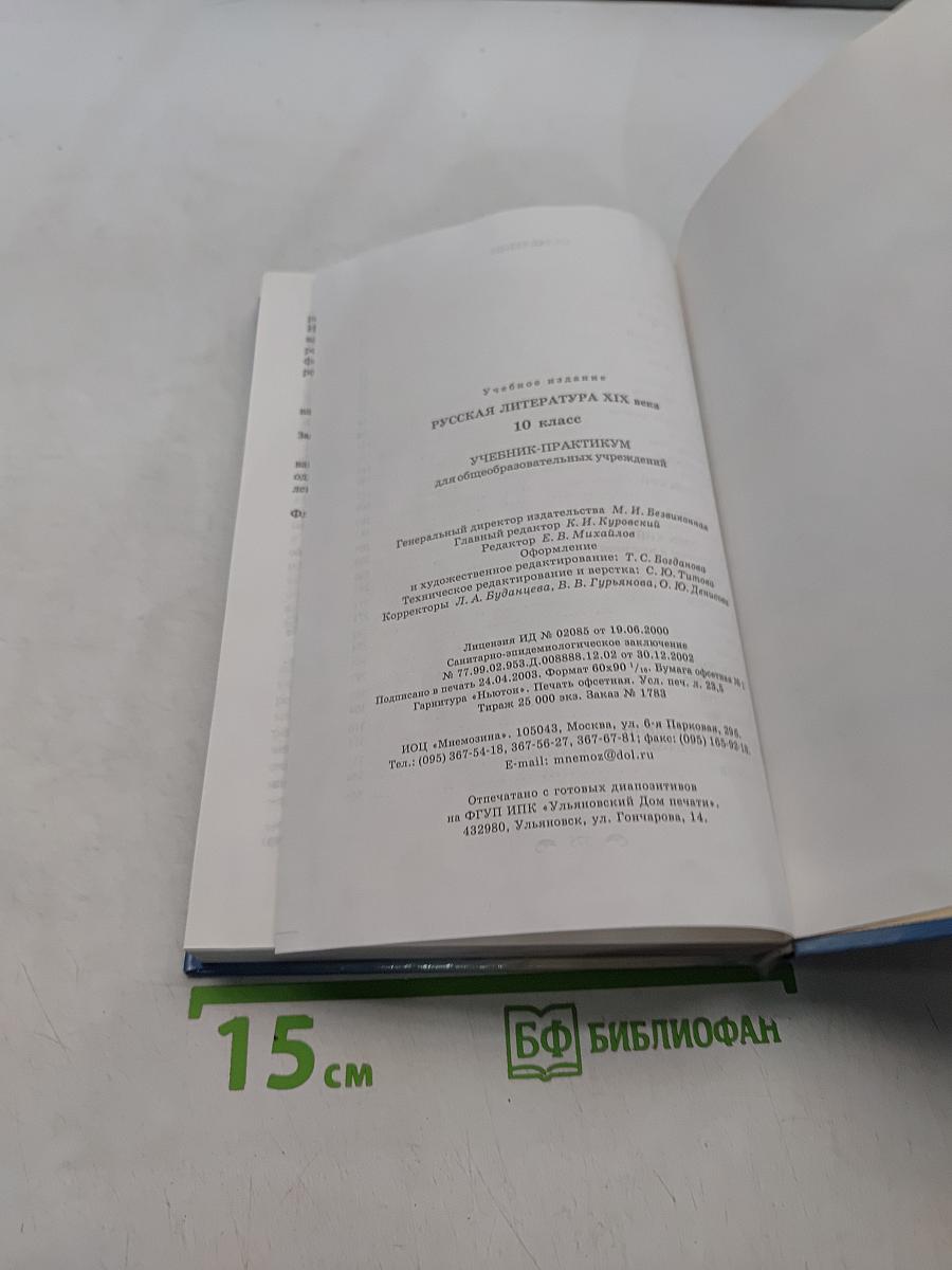 Русская литература XIX века. 10 класс. Учебник-практикум