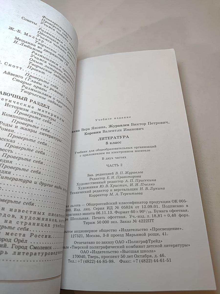 Литература. 8 класс. Часть 2