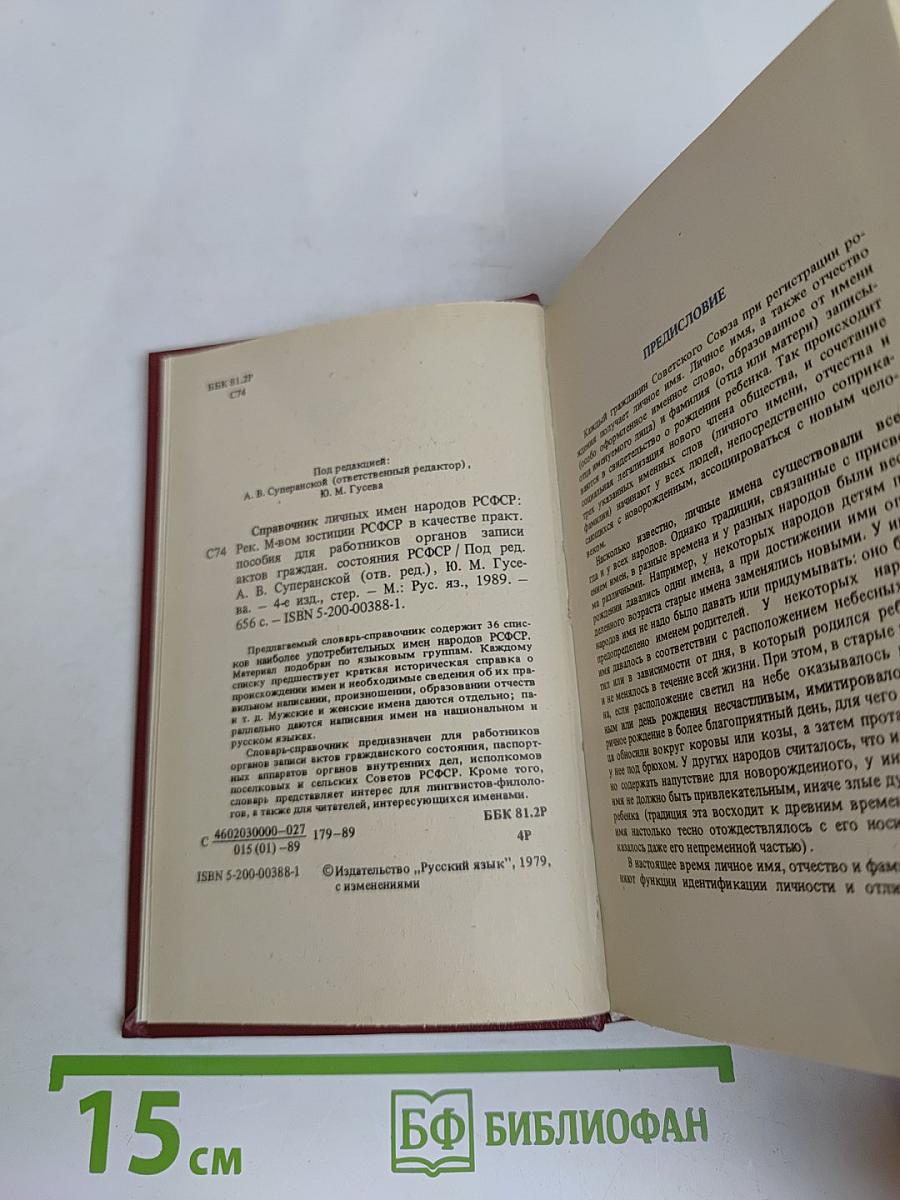 Справочник личных имен народов РСФСР