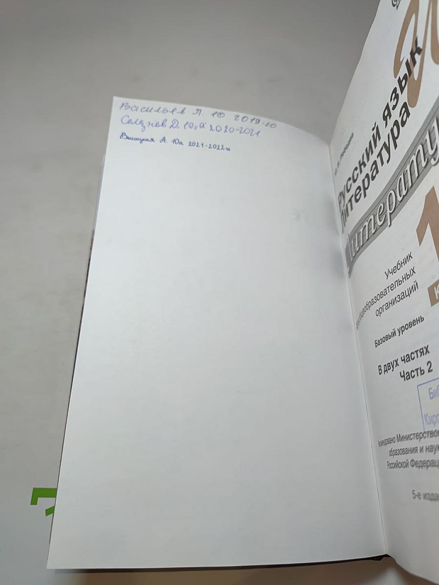 Русский язык и литература. Литература. 10 класс. Базовый уровень. Часть 2