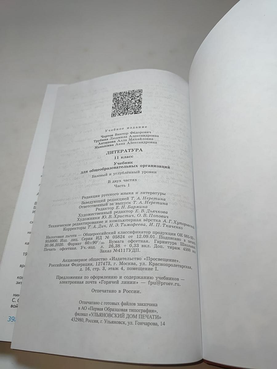 Литература 11 класс. Часть 1