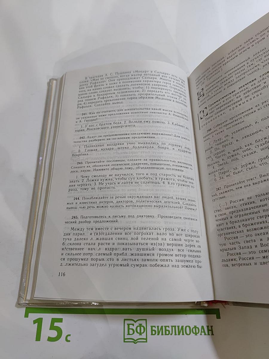 Русский язык. Грамматика. Текст. Стили речи. Учебное пособие для 10-11 классов