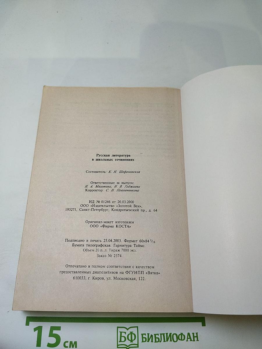 Русская литература в школьных сочинениях