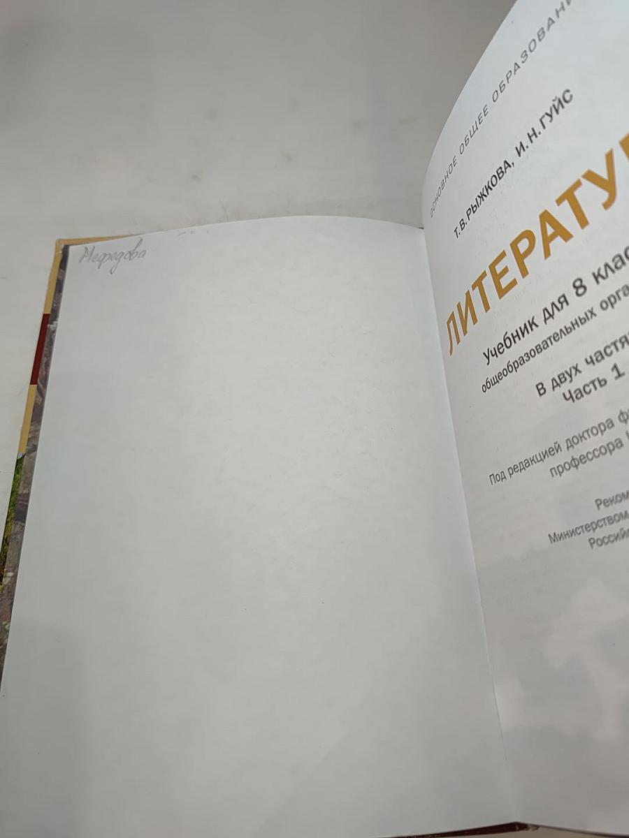 Литература Учебник для 8 класса Часть 1
