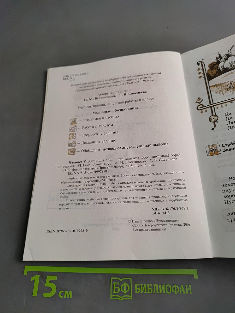 Чтение. Учебник для 5 класса специальных (коррекционных) образовательных учреждений VIII вида