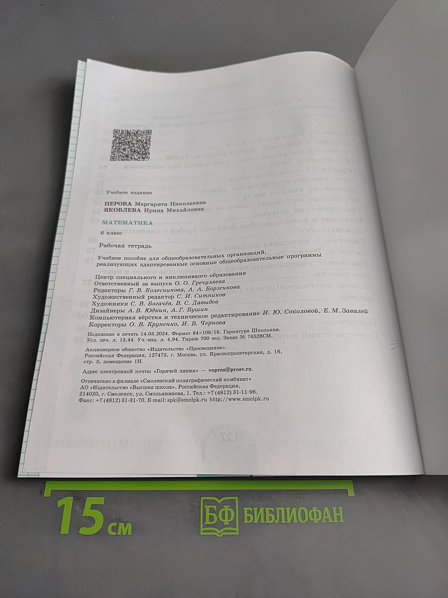 Математика. Рабочая тетрадь. 6 класс