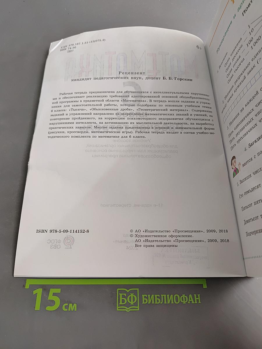 Математика. Рабочая тетрадь. 6 класс