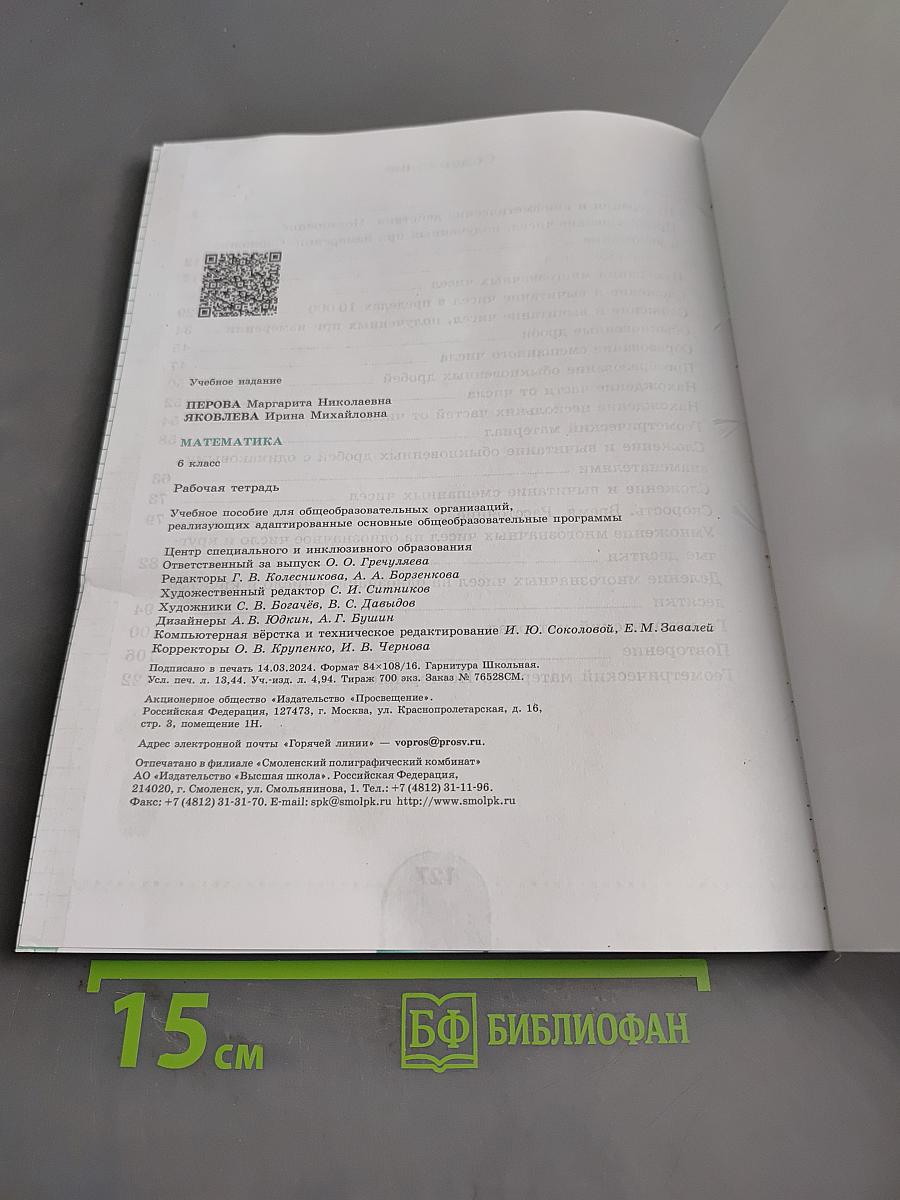 Математика. Рабочая тетрадь. 6 класс