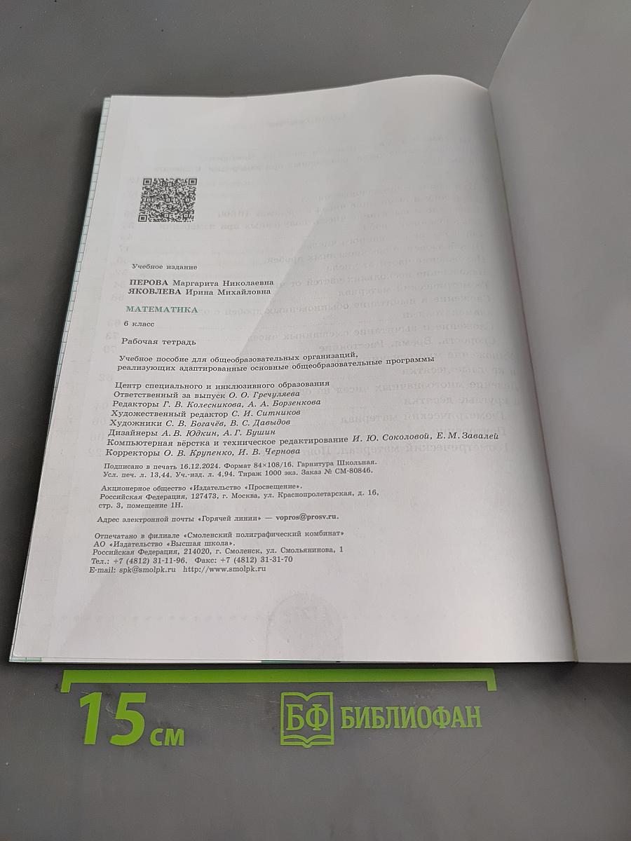 Математика. Рабочая тетрадь. 6 класс