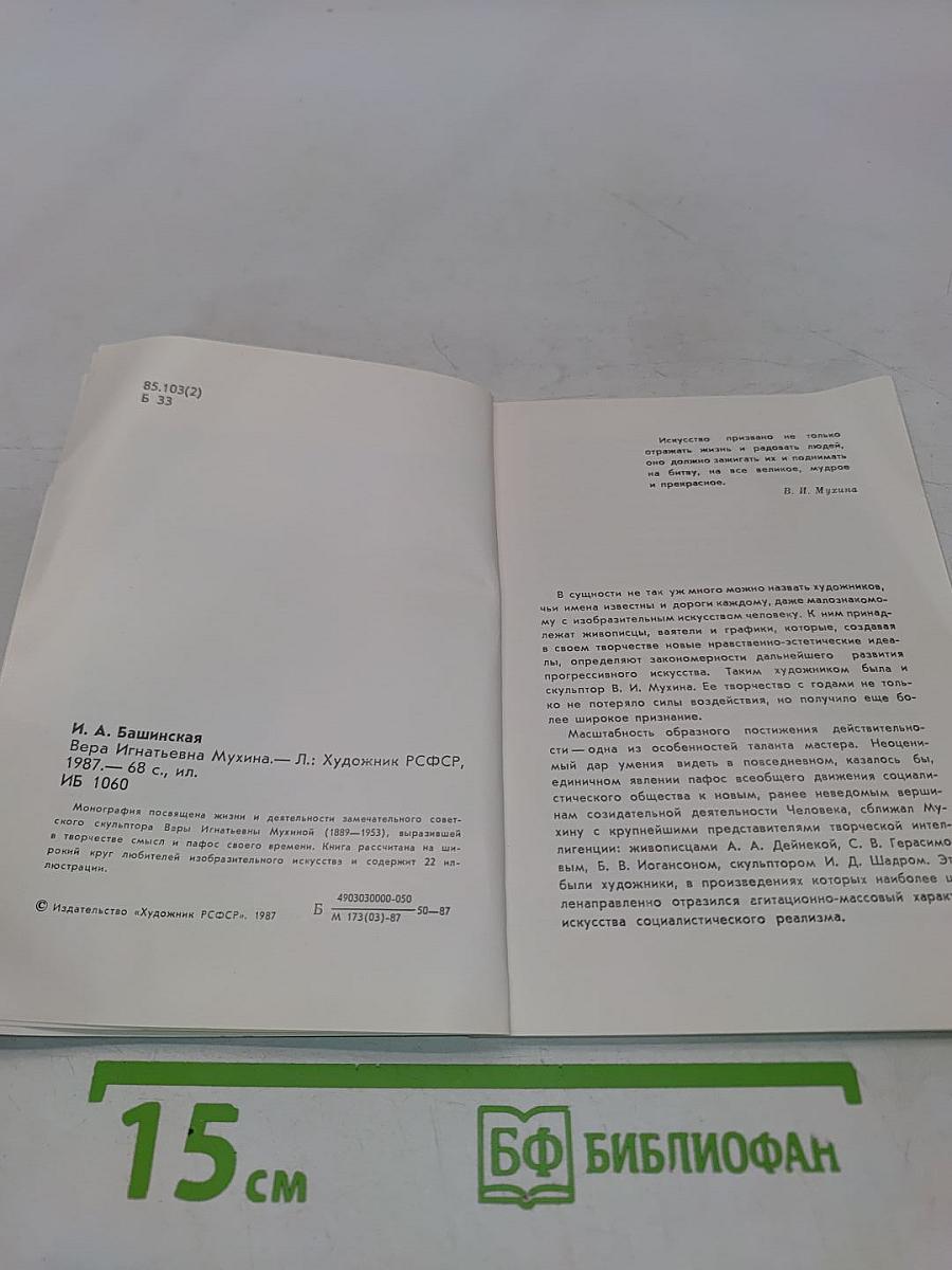 Вера Игнатьевна Мухина. Художник РСФСР
