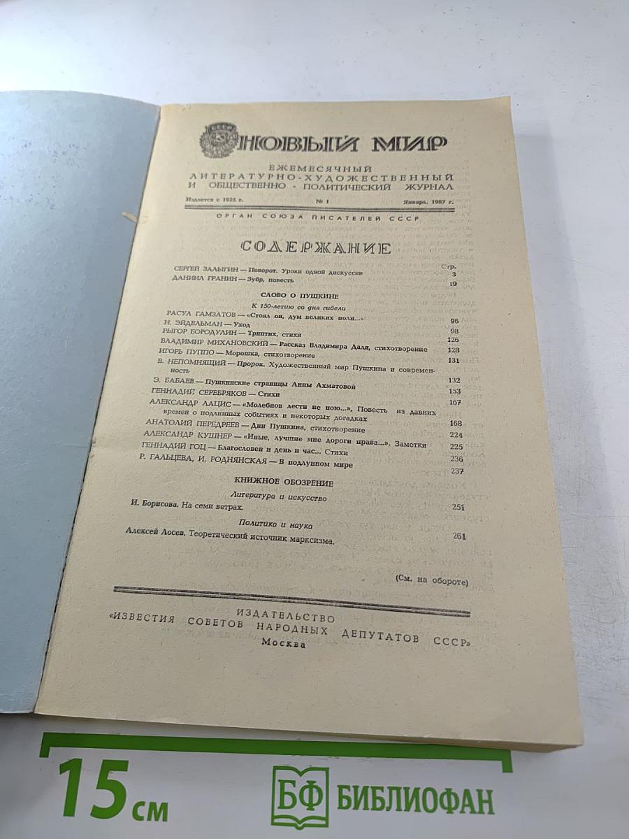 Новый Мир. № 1. Январь 1987