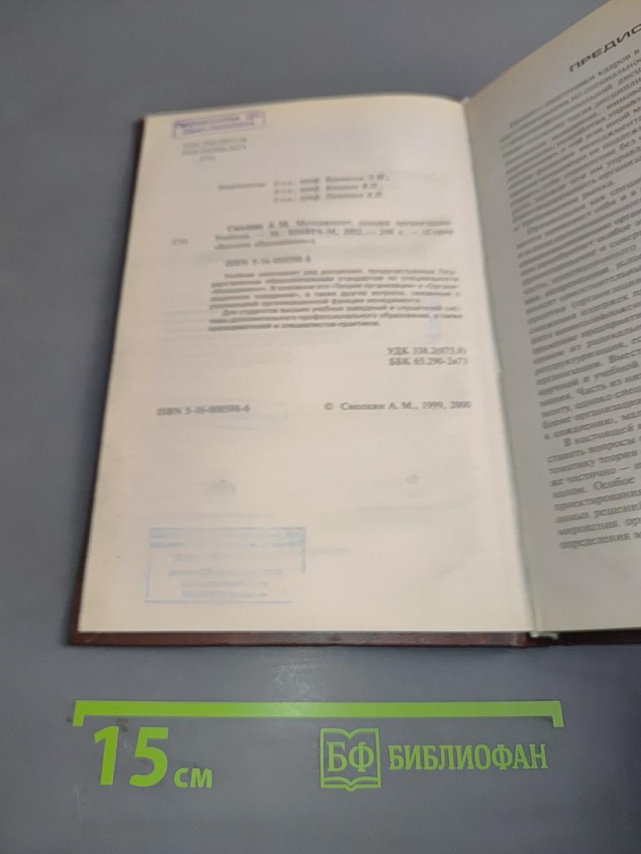 Менеджмент: основы организации. Учебник