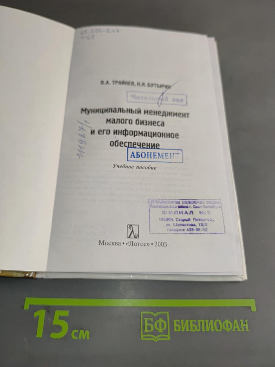 Муниципальный менеджмент малого бизнеса и его информационное обеспечение