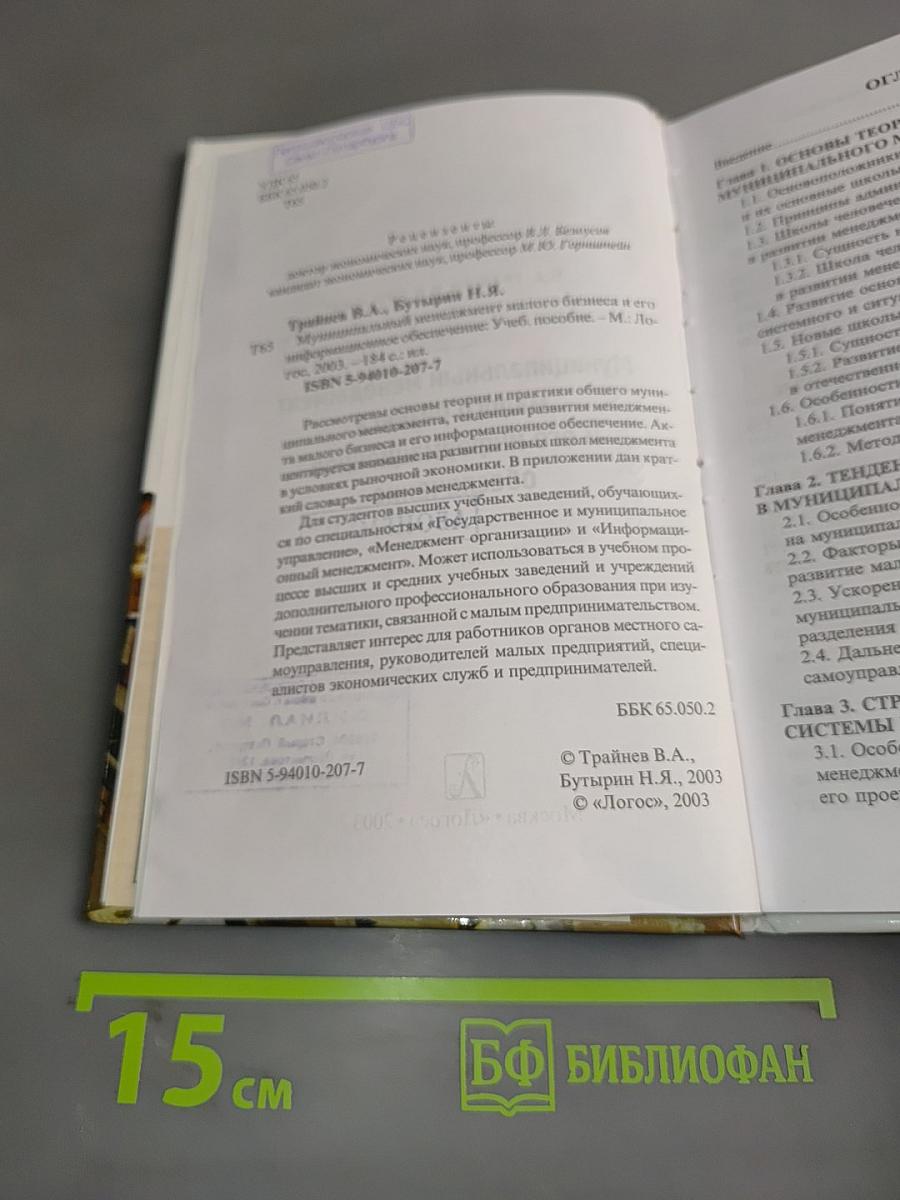 Муниципальный менеджмент малого бизнеса и его информационное обеспечение
