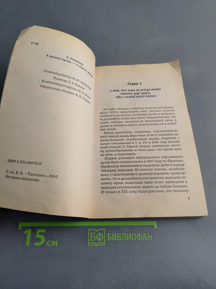 4 группы крови – 4 образа жизни