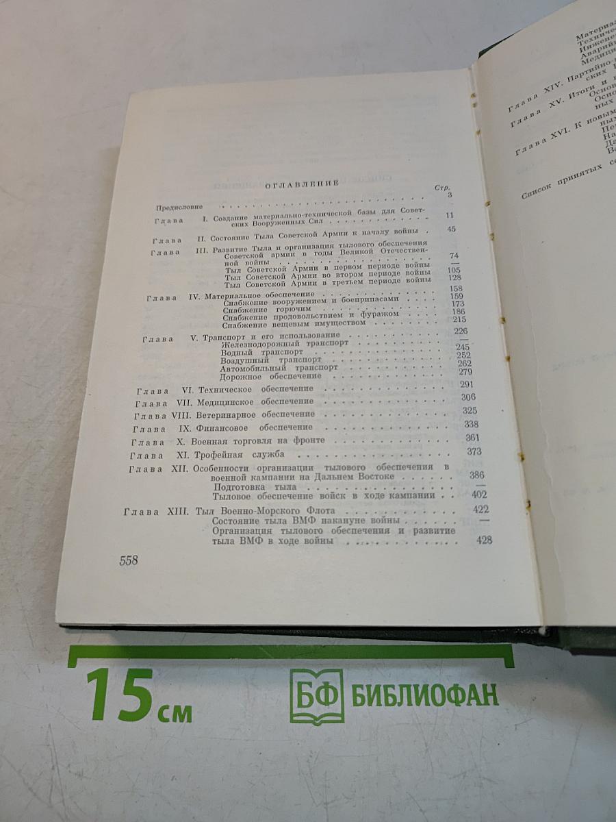 Тыловых Советских Вооруженных Сил в Великой Отечественной Войне 1941-1945 гг.