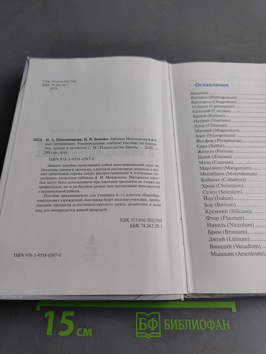 Таблица Менделеева в живых организмах