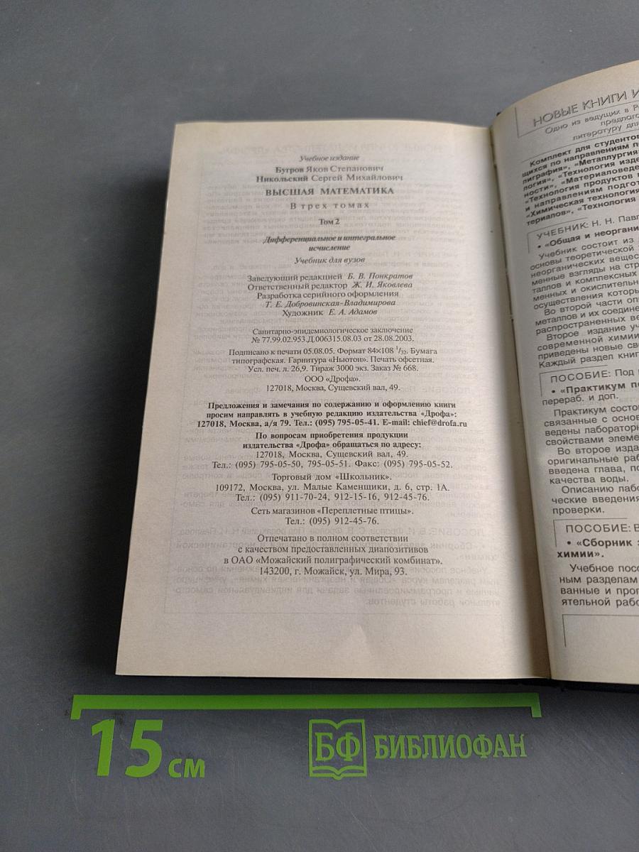 Высшая математика. Часть 2. Дифференциальное и интегральное исчисление