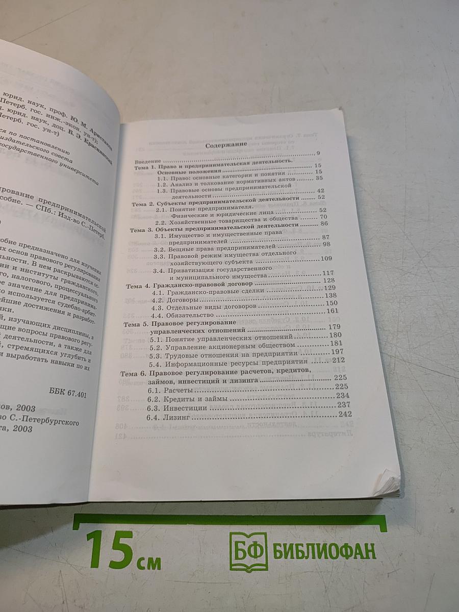 Правовое регулирование предпринимательской деятельности