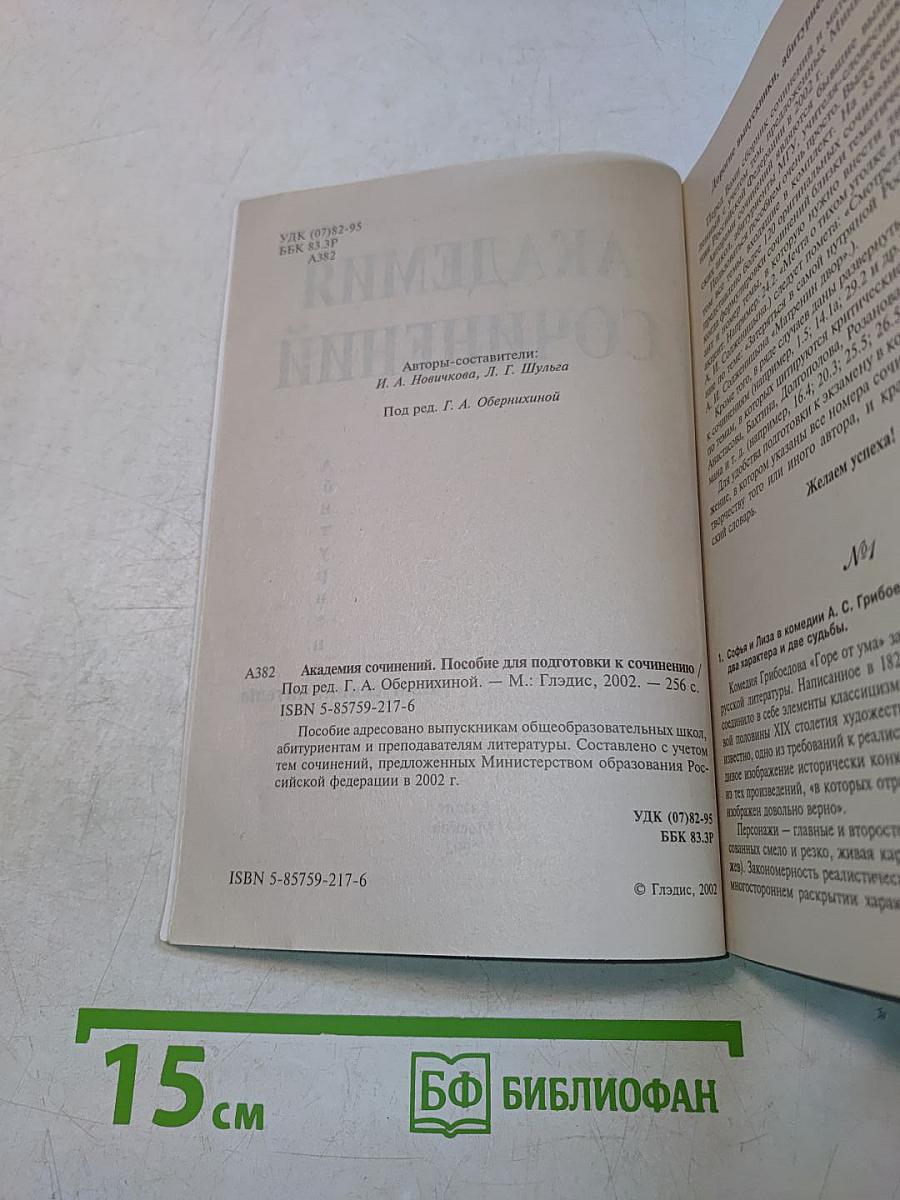 Академия сочинений. Пособие для подготовки к сочинению