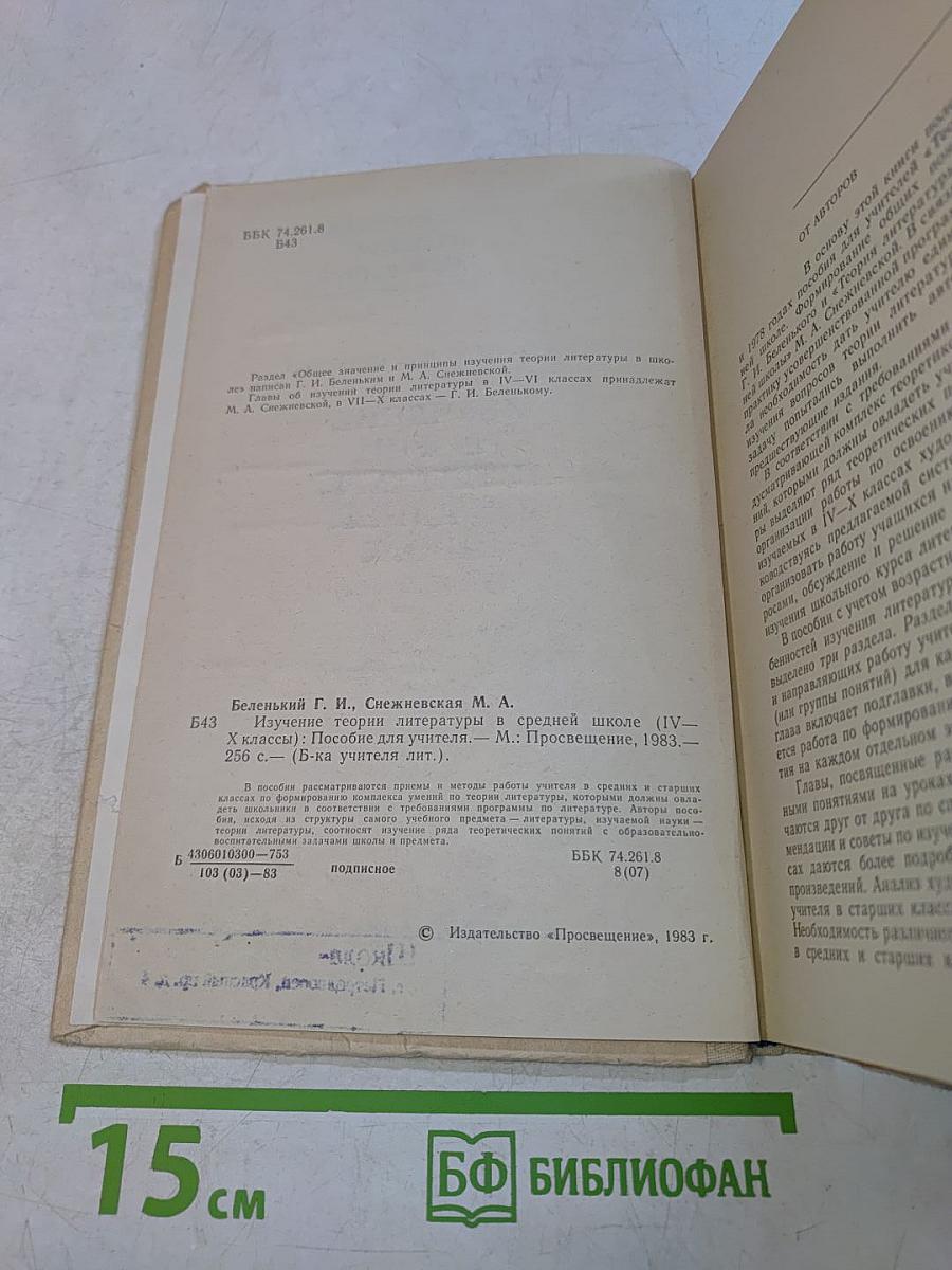 Изучение теории литературы в средней школе (IV-X классы)