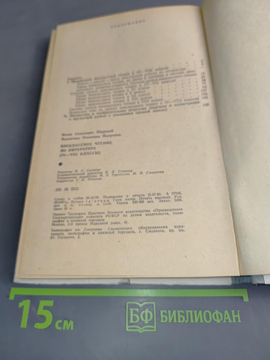 Внеклассное чтение по литературе (IV-VIII классы)