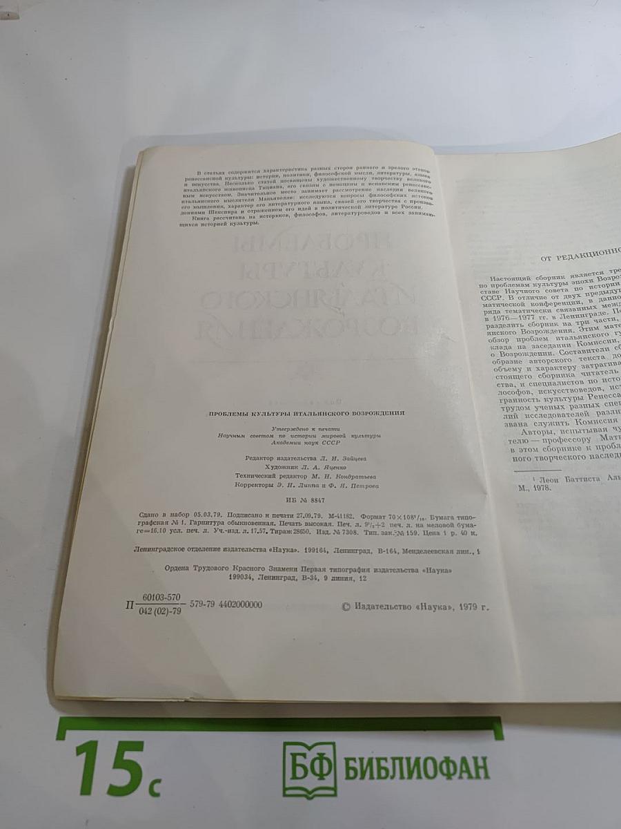 Проблемы культуры итальянского Возрождения
