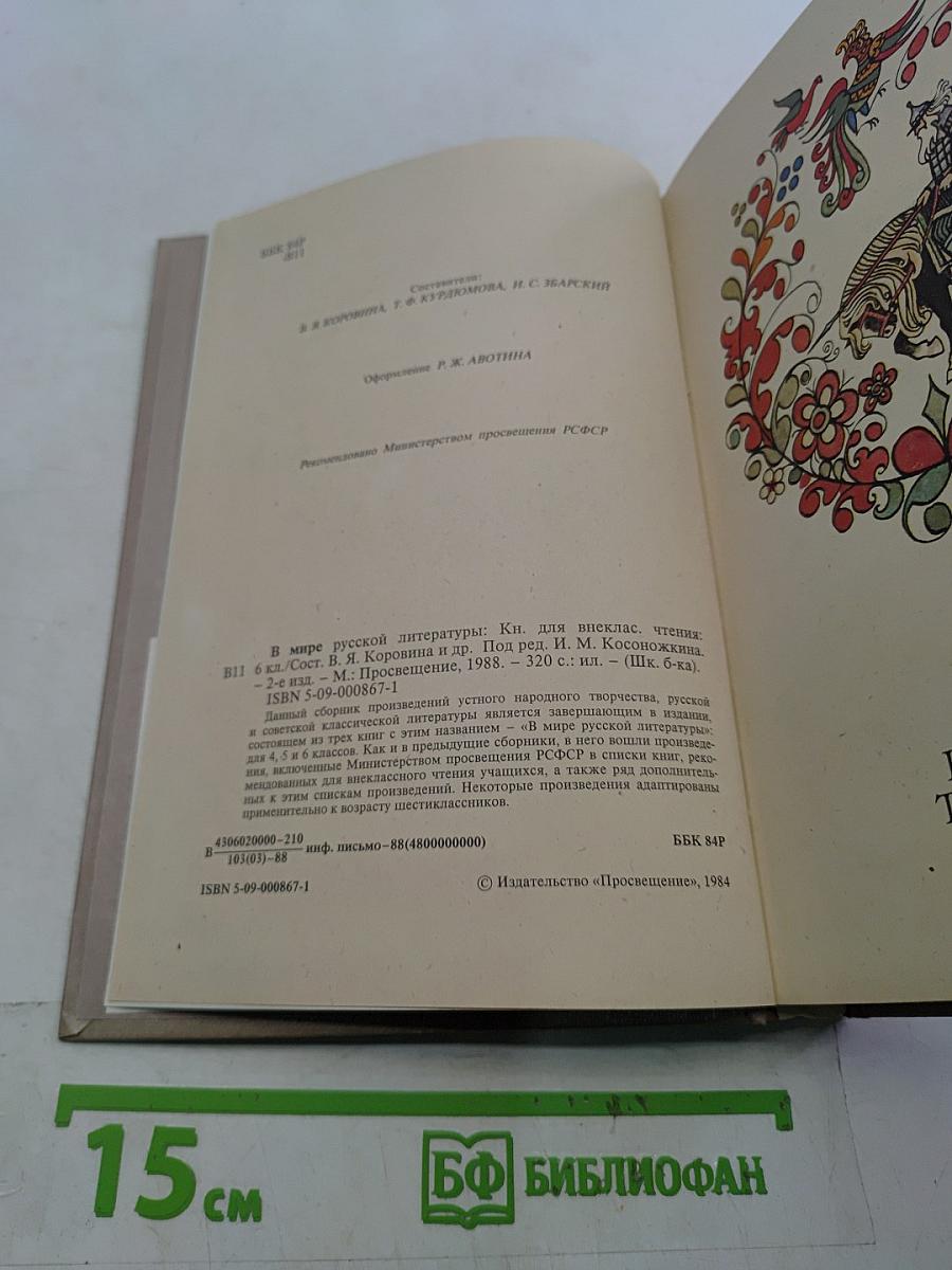В мире русской литературы. Книга для внеклассного чтения. 6 класс