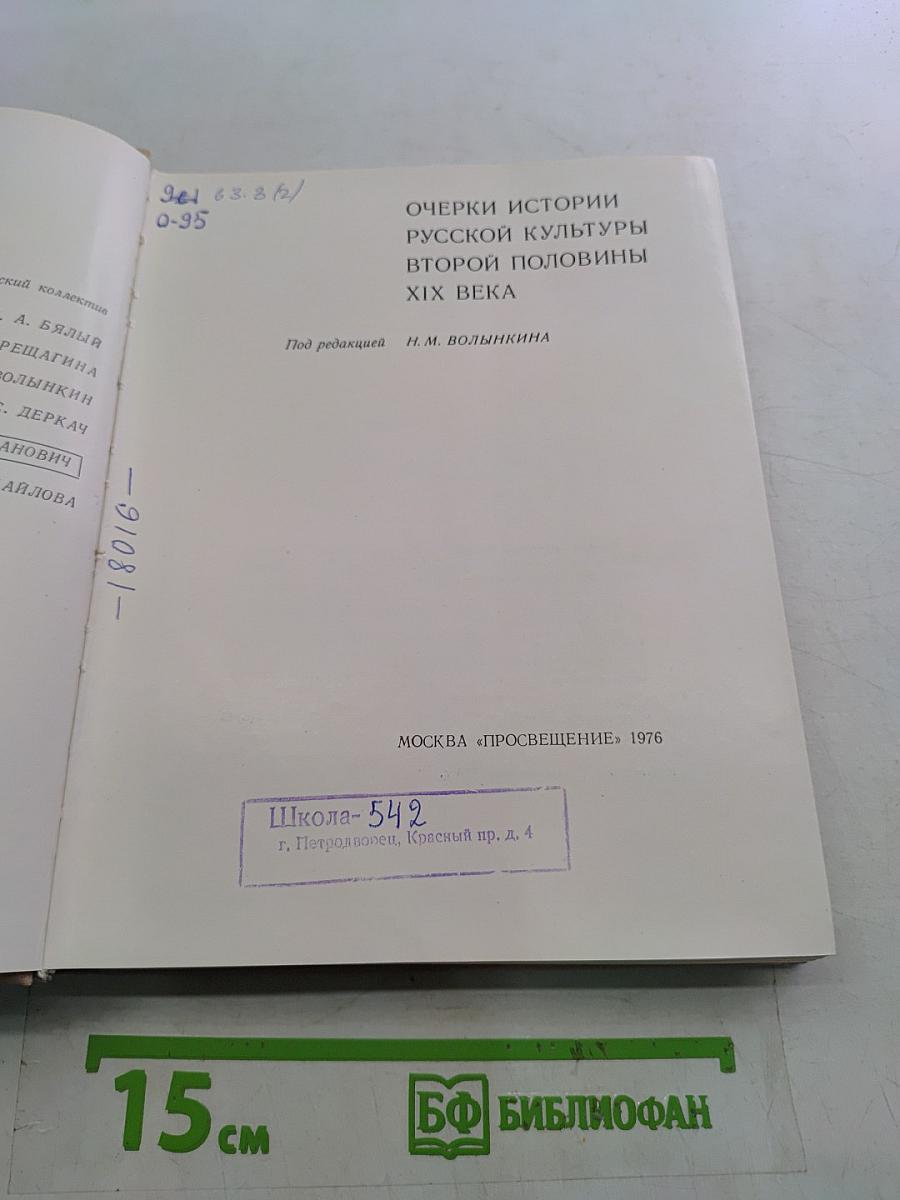 Очерки истории русской культуры второй половины XIX века