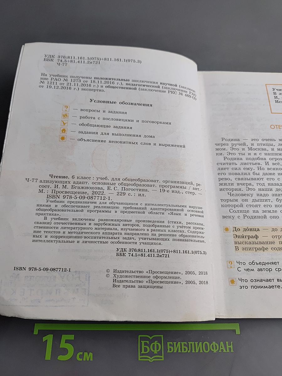 Чтение. 6 класс