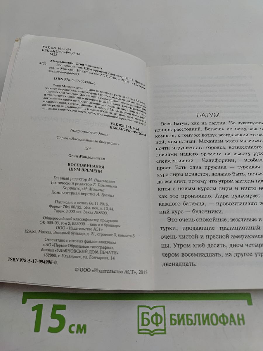 Осип Мандельштам. Воспоминания. Шум времени