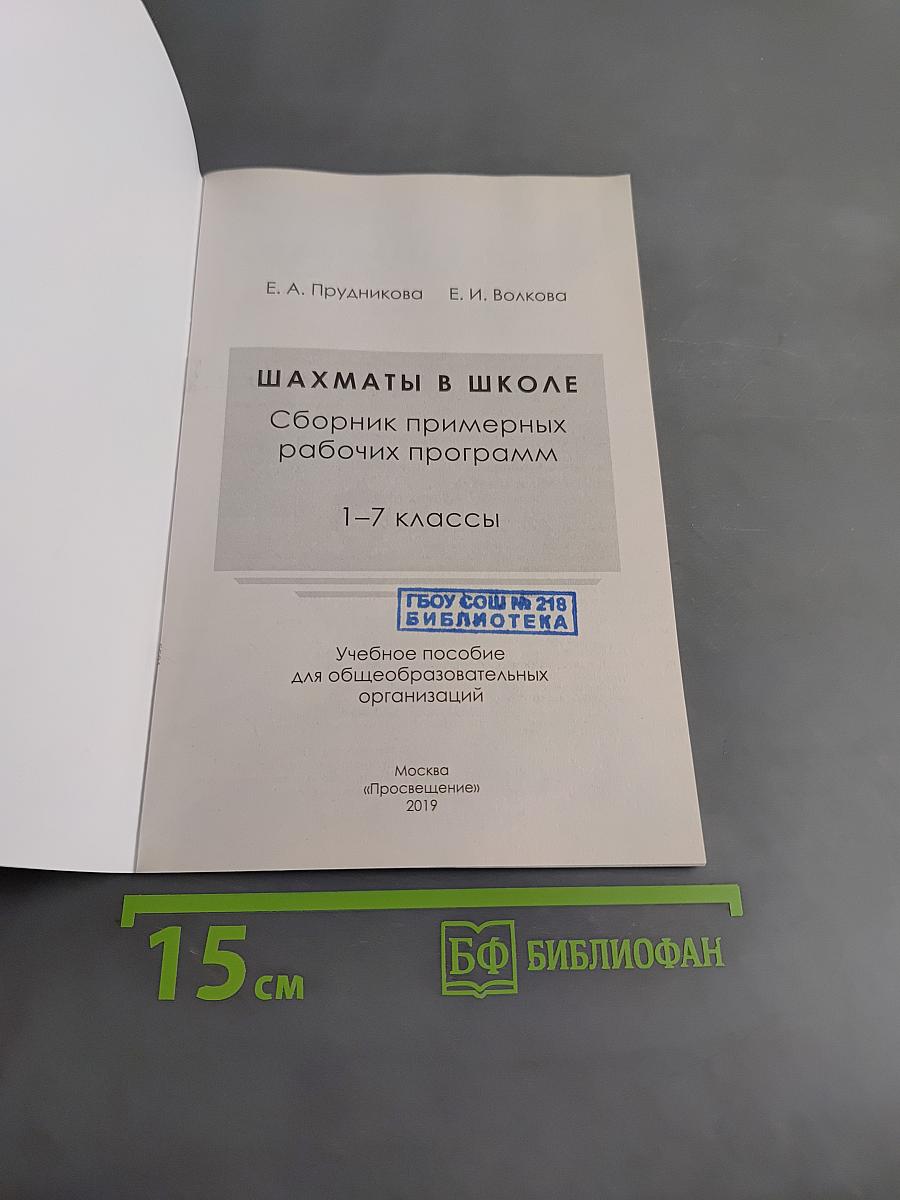 Шахматы в школе. Сборник примерных рабочих программ. 1–7 классы