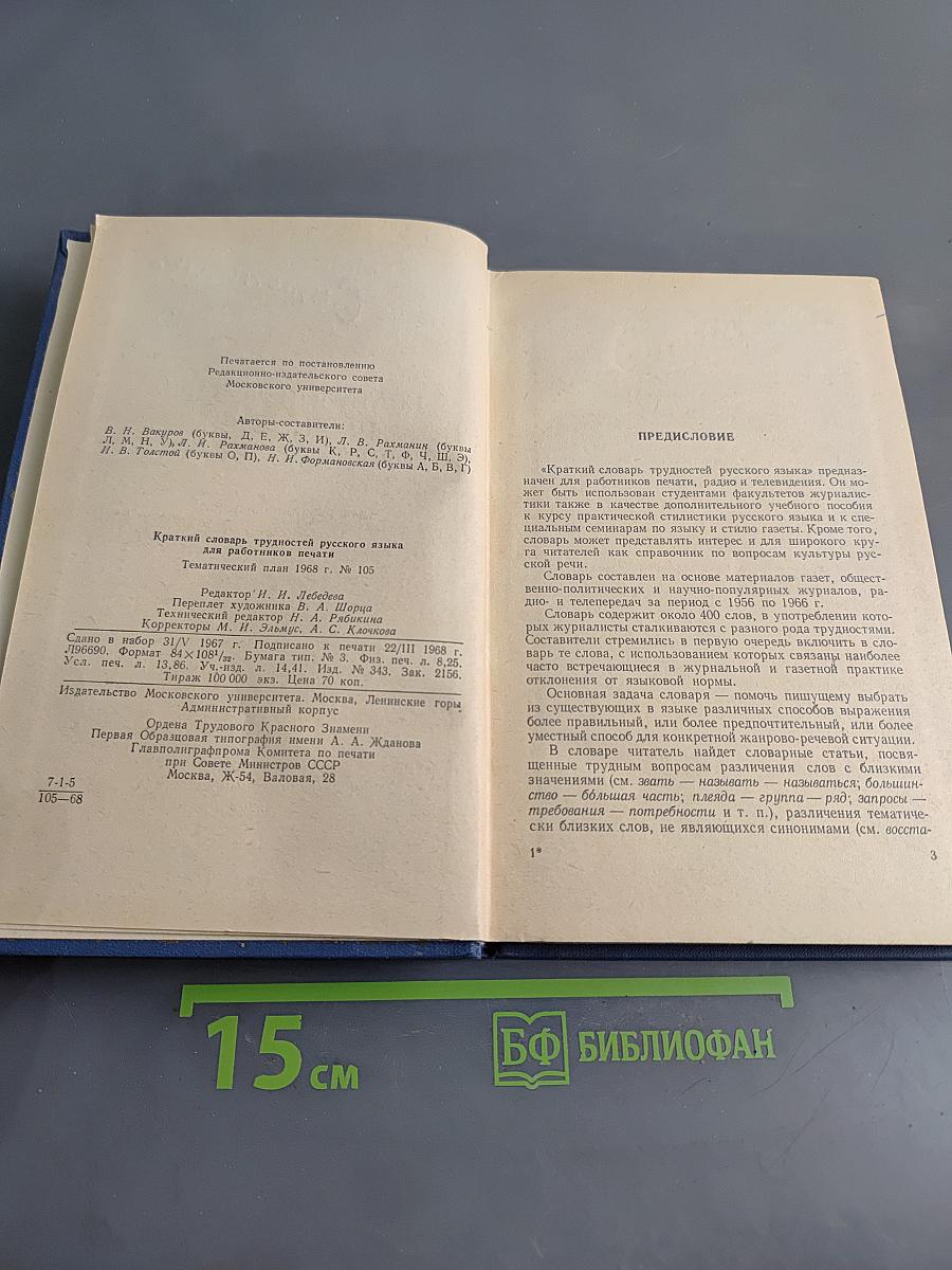 Краткий словарь трудностей русского языка