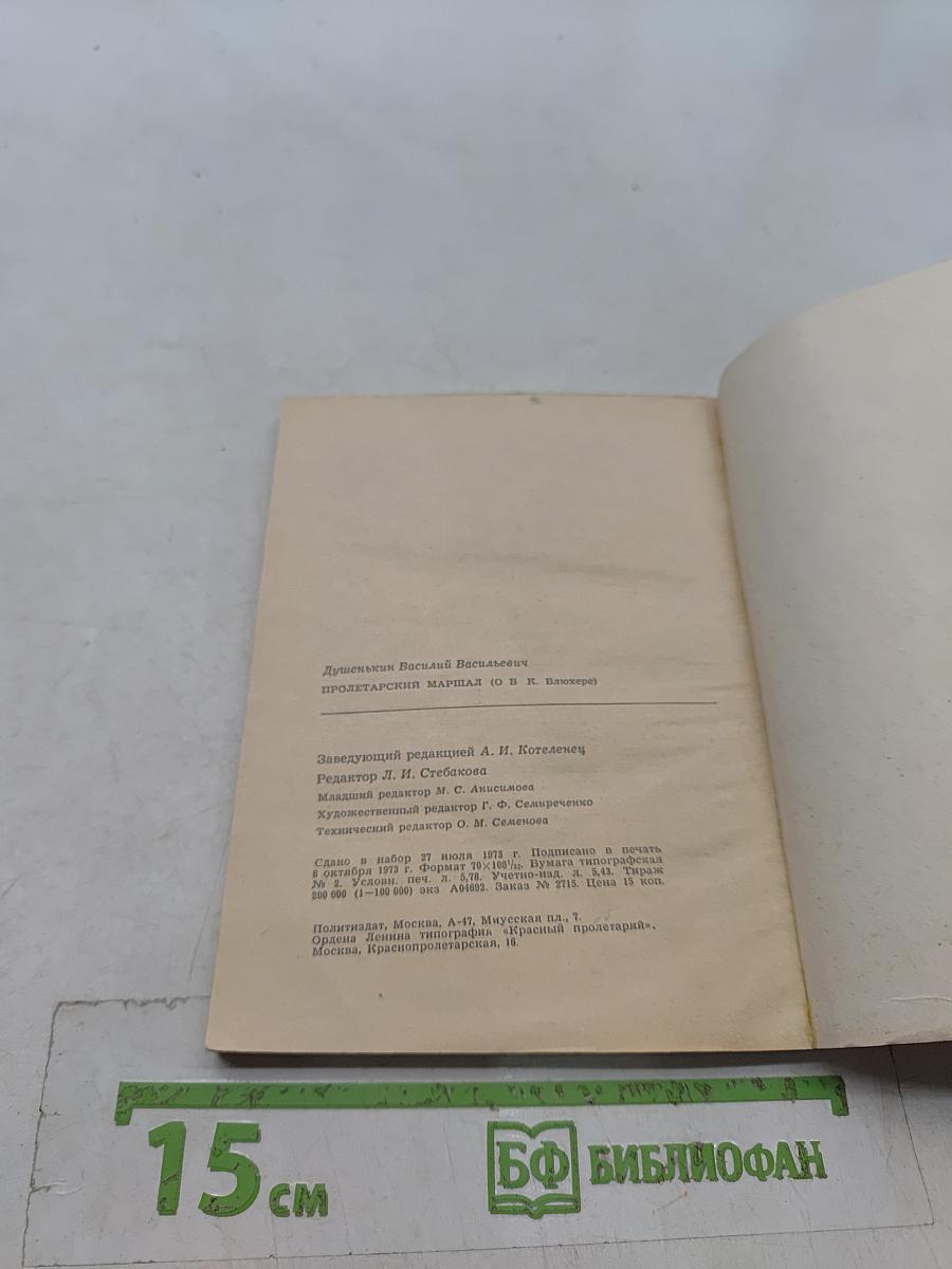 Пролетарский маршал (О В. К. Блюхере)