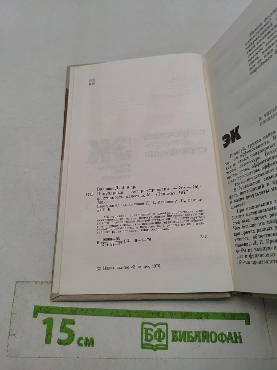 Популярный словарь-справочник. Эффективность. Качество